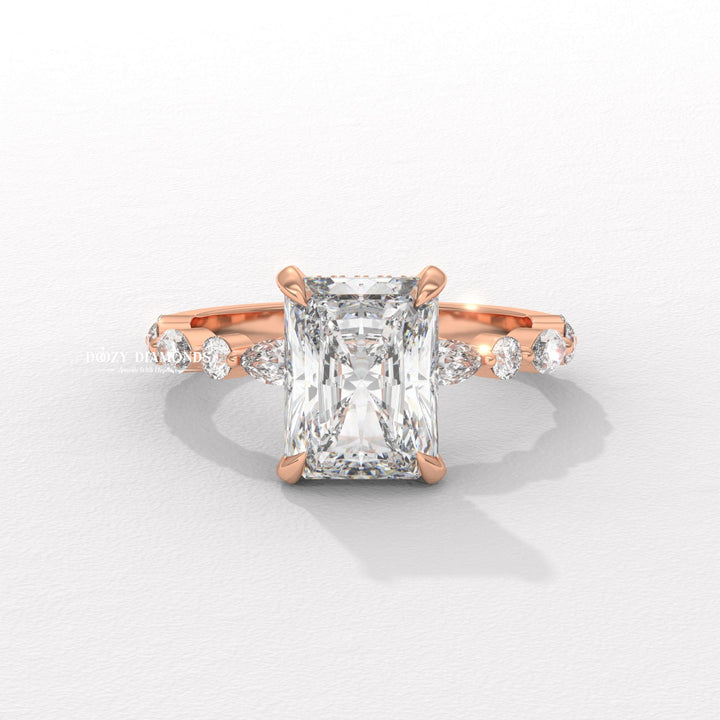 Marquise pave lab grown diamond ring in jewelry gift box