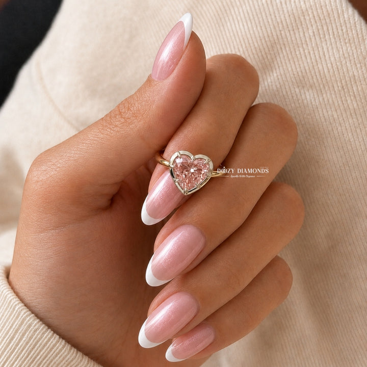 1.50CT Heart Shape Pink VVS2 Lab Grown Diamond Engagement Ring for Women - lab grown diamond engagement ring view 5