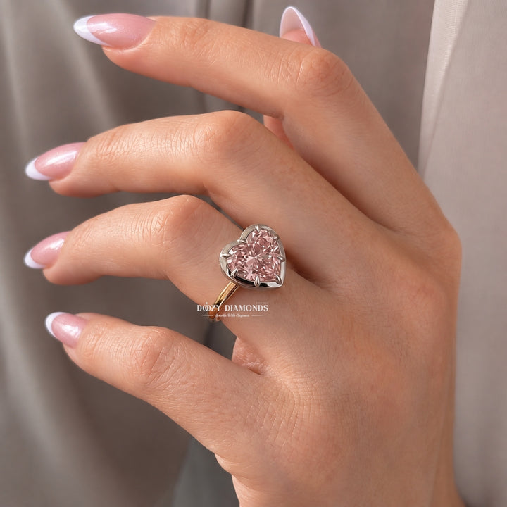 1.50CT Heart Shape Pink VVS2 Lab Grown Diamond Engagement Ring for Women - lab grown diamond engagement ring view 7
