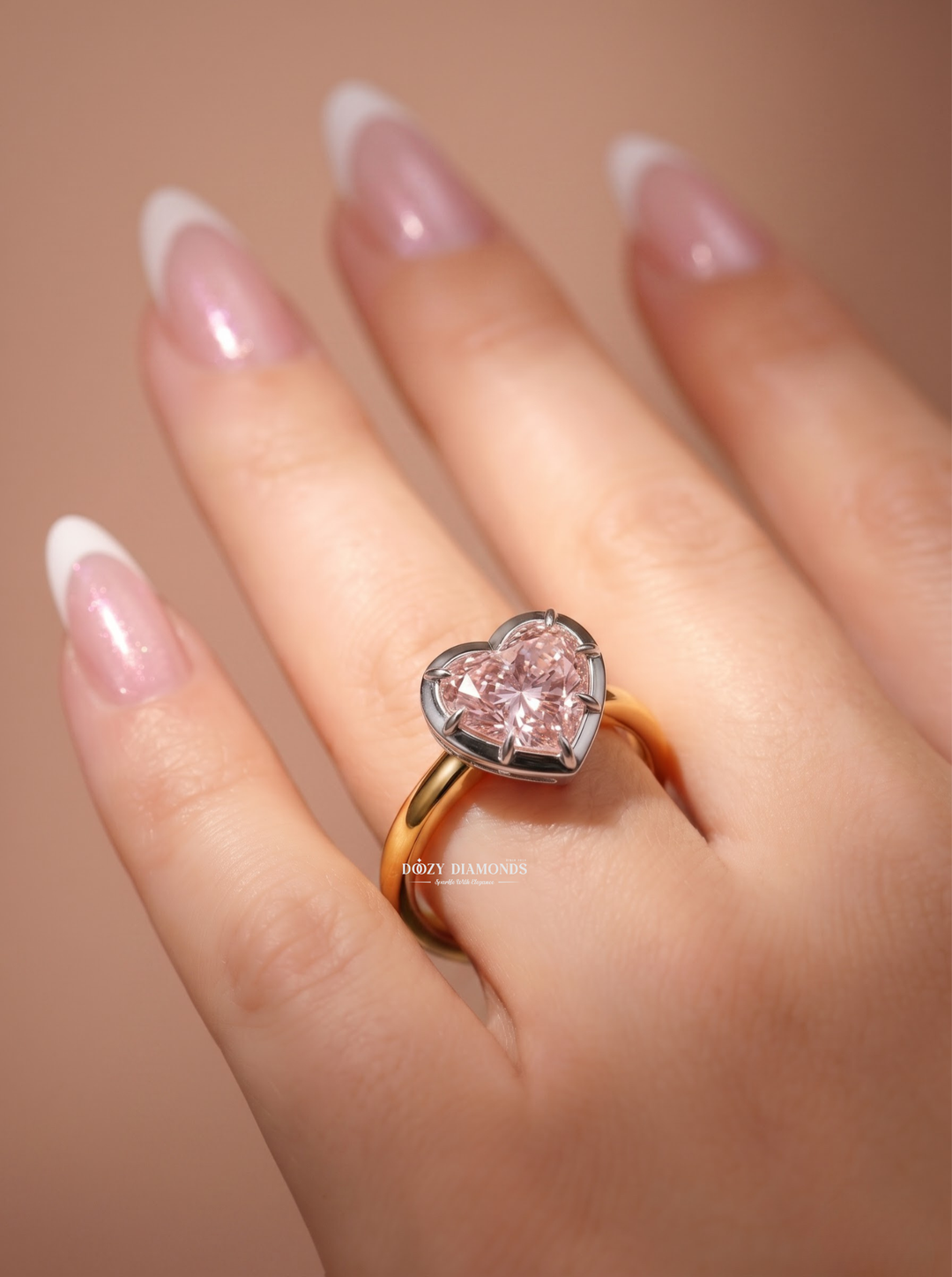 1.50CT Heart Shape Pink VVS2 Lab Grown Diamond Engagement Ring for Women - lab grown diamond engagement ring view 9