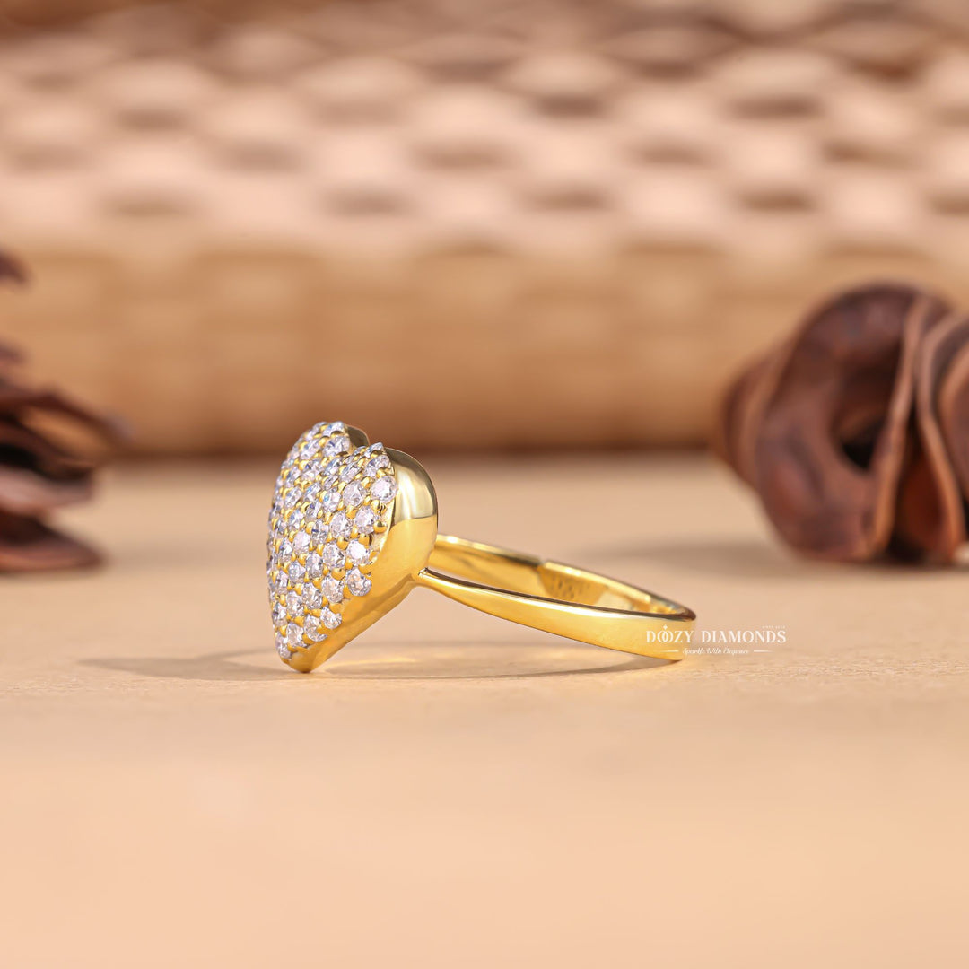 Round solitaire engagement ring shown on hand for true-to-life sizing