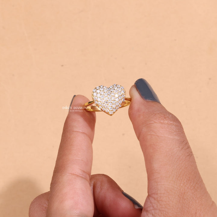 Round solitaire lab grown diamond ring side profile in gold setting