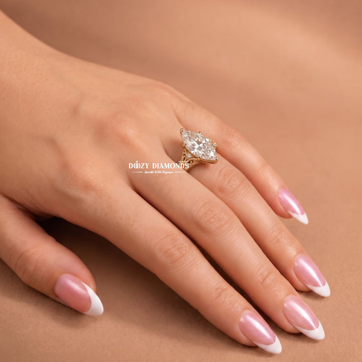 2.50CT Vintage Inspired Hexagon F/VVS2 Lab Grown Diamond Engagement Ring - lab grown diamond engagement ring view 7