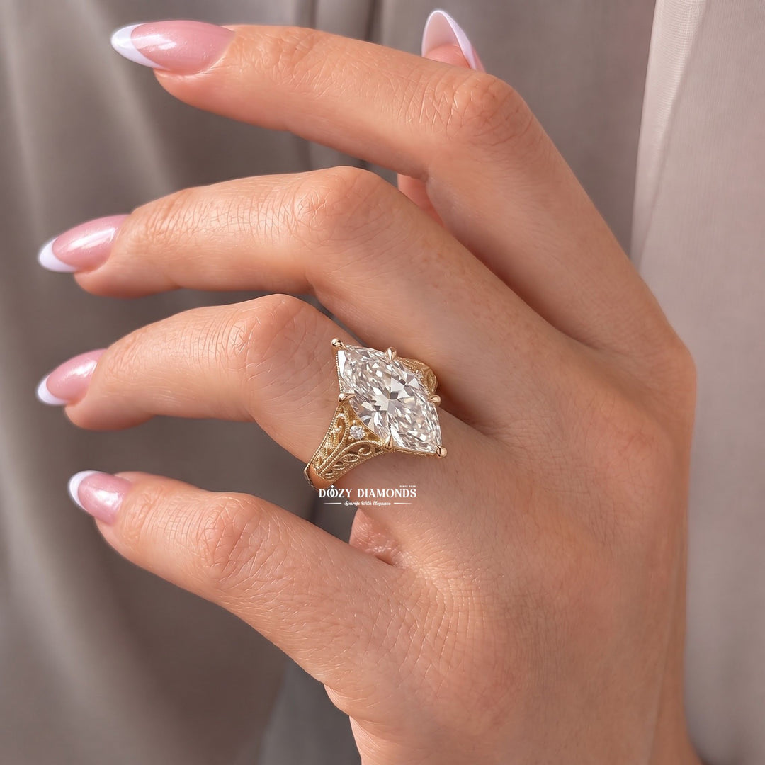 2.50CT Vintage Inspired Hexagon F/VVS2 Lab Grown Diamond Engagement Ring - lab grown diamond engagement ring view 8