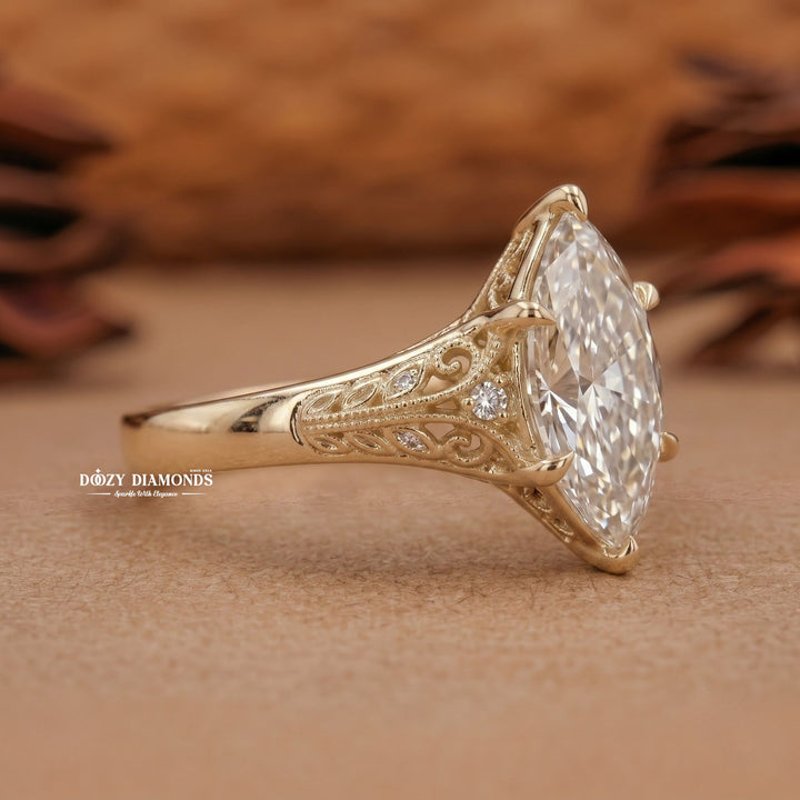 2.50CT Vintage Inspired Hexagon F/VVS2 Lab Grown Diamond Engagement Ring - lab grown diamond engagement ring view 4