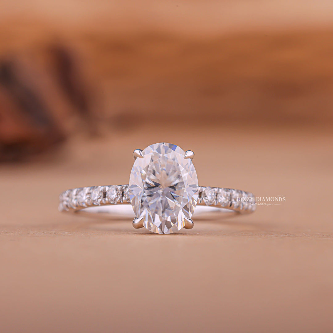 2.0CT oval hidden halo lab grown diamond engagement ring for sale