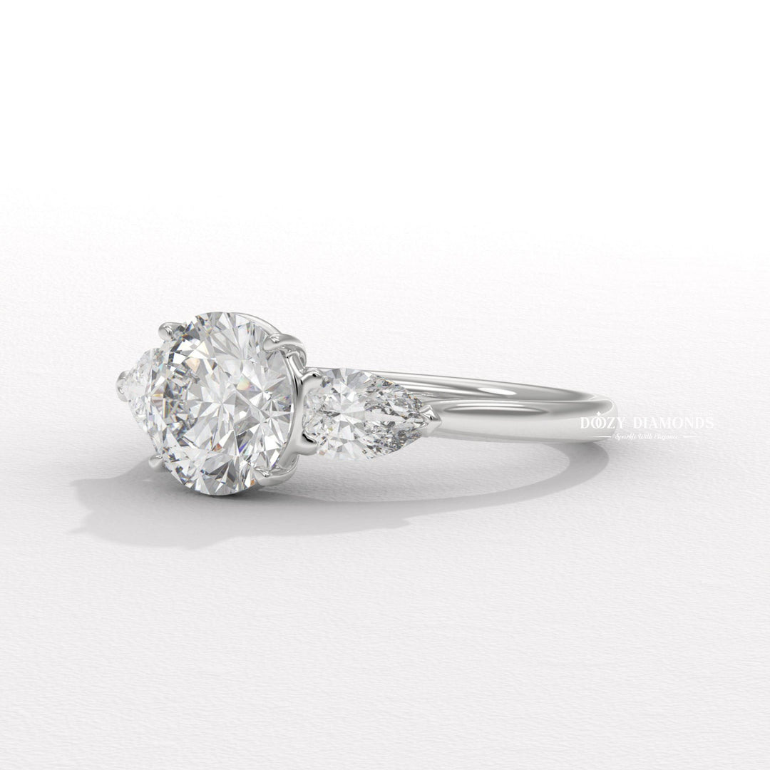 Round solitaire engagement ring with certified lab grown diamond