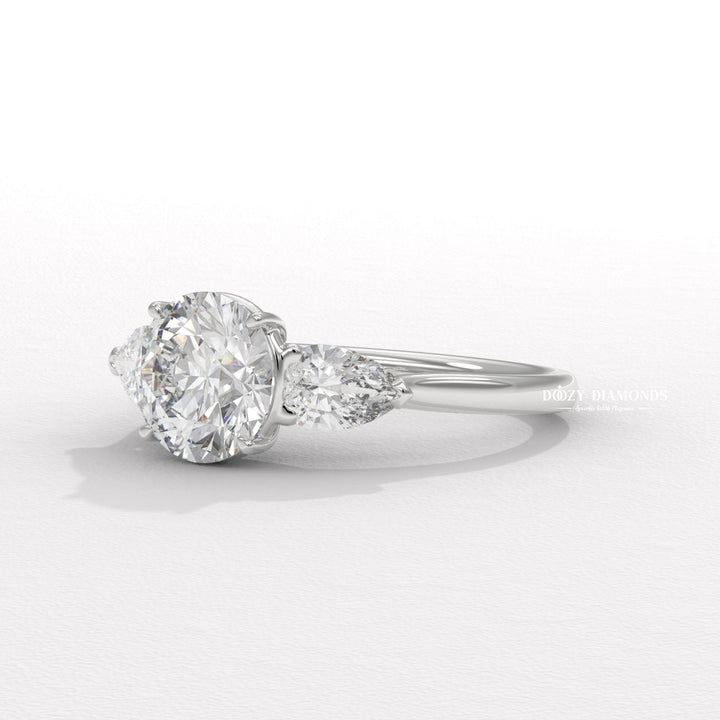 Round solitaire engagement ring with certified lab grown diamond