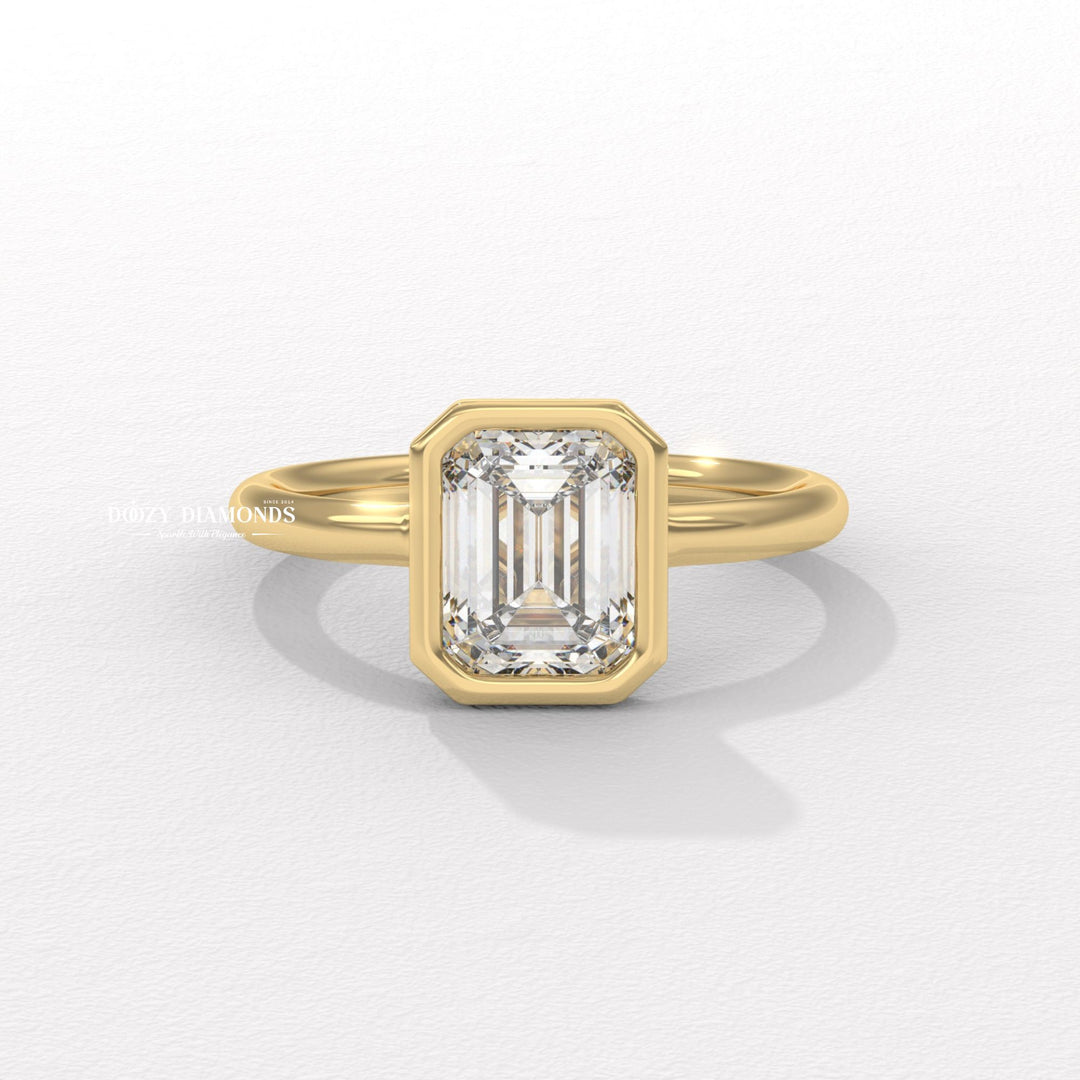 Discover emerald bezel lab grown diamond engagement ring online