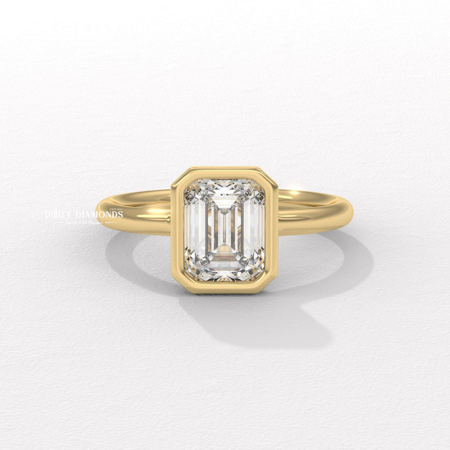 Discover emerald bezel lab grown diamond engagement ring online