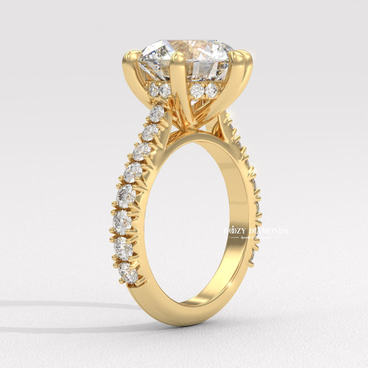 Shop the round cut hidden halo engagement ring collection online