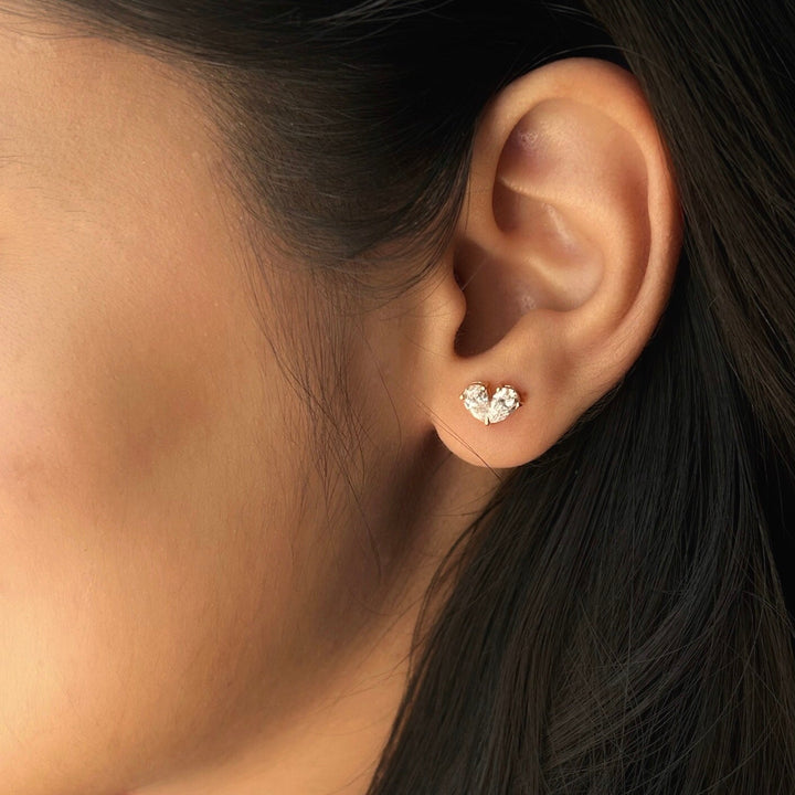 Pear F - VVS Lab - Grown Diamond Two Stone Stud Earrings - Doozy Diamonds