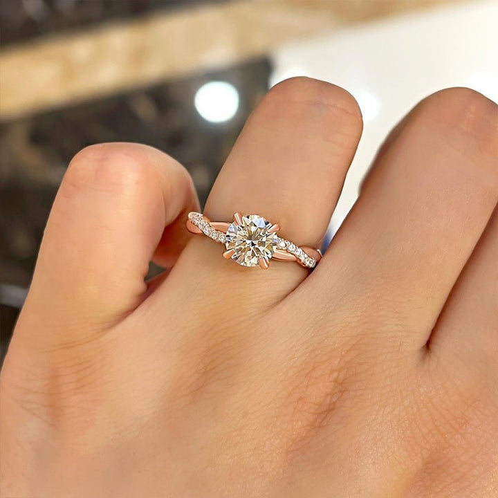 Discover round pave lab grown diamond engagement ring online