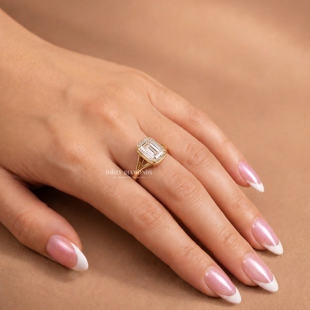 2.50CT Claire-Old Mine Step Cut F/VVS2  Lab Grown Diamond Engagement Ring