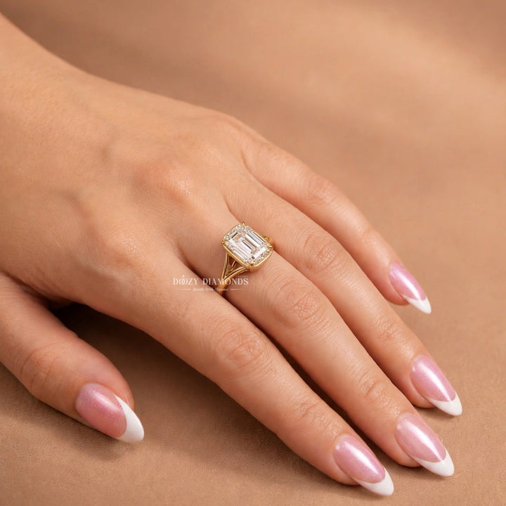 2.50CT Claire-Old Mine Step Cut F/VVS2  Lab Grown Diamond Engagement Ring