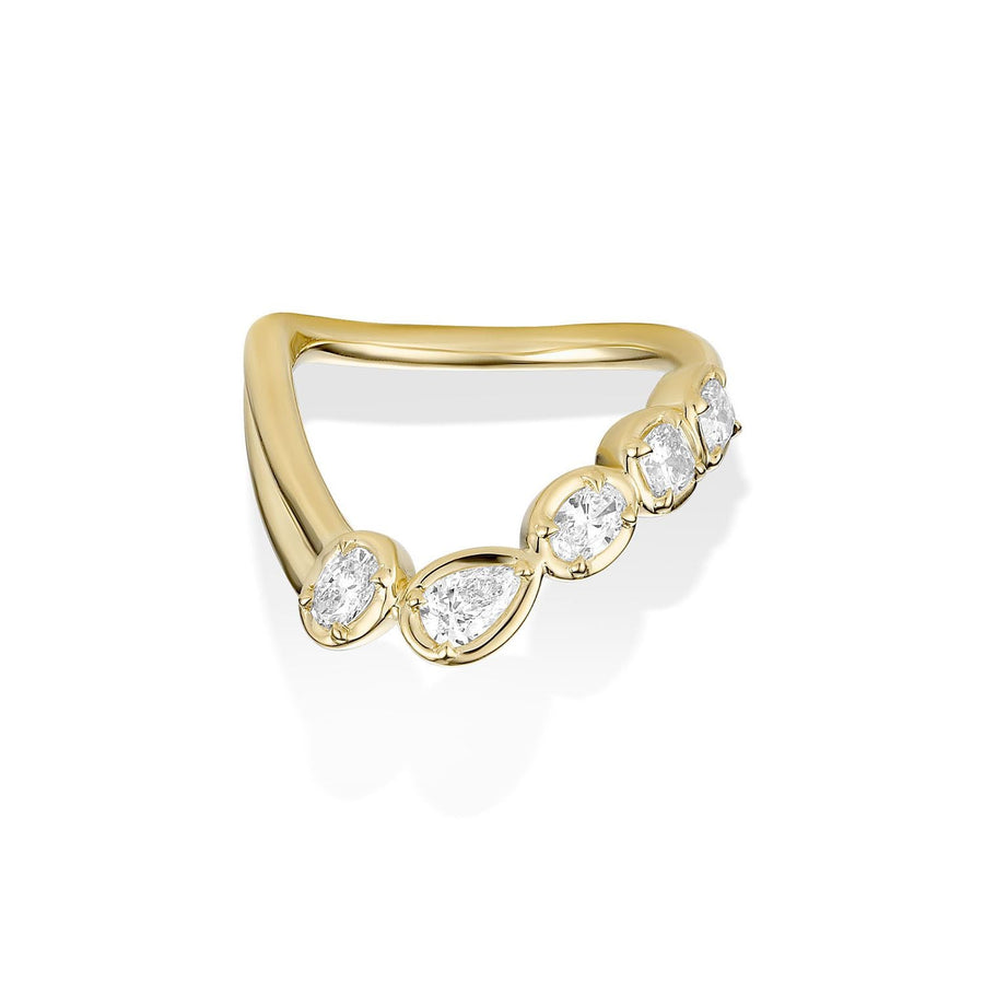 Pears, Oval and Cushion pears, oval and cushion diamond wedding band front view