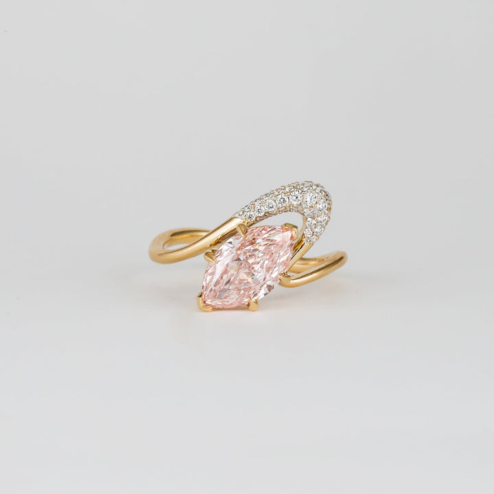 1.50CT - 2.50CT Pink Marquise Lab Grown Diamond Unique Engagement Ring - Doozy Diamonds