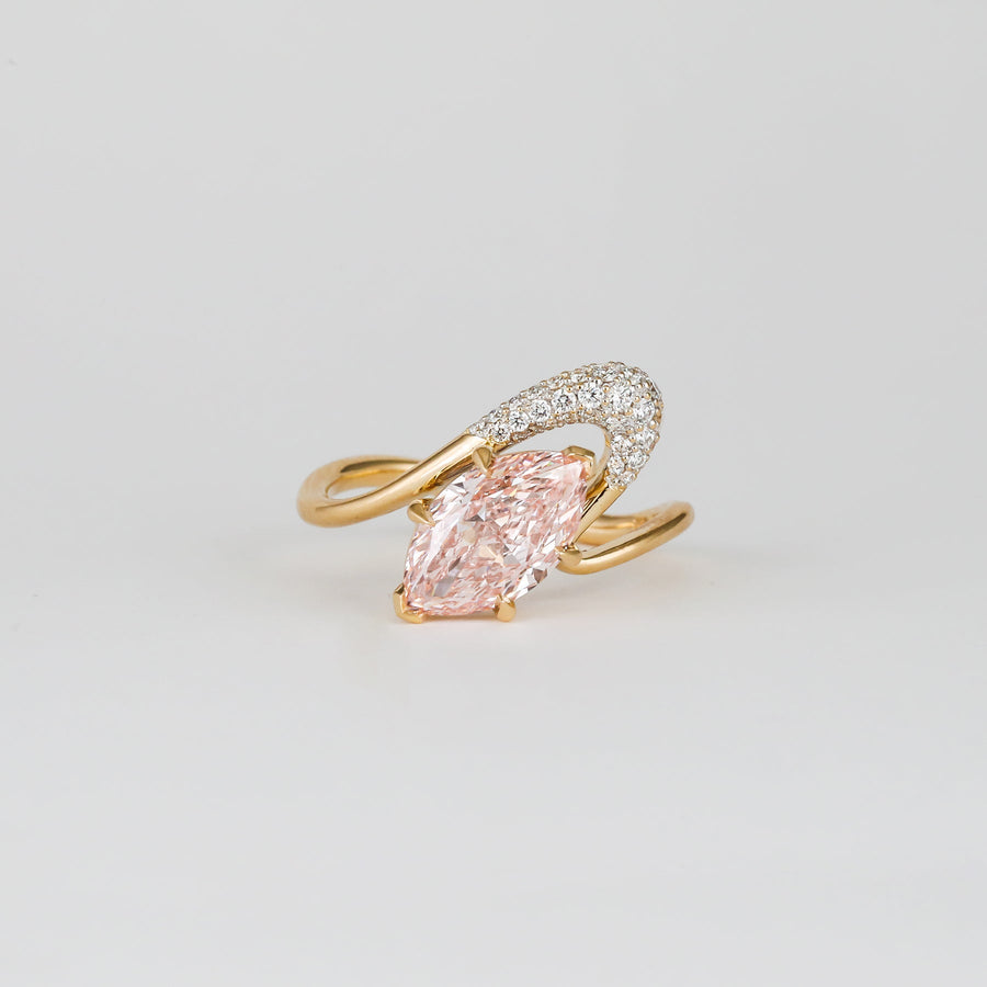 1.50CT - 2.50CT Pink Marquise Lab Grown Diamond Unique Engagement Ring - Doozy Diamonds
