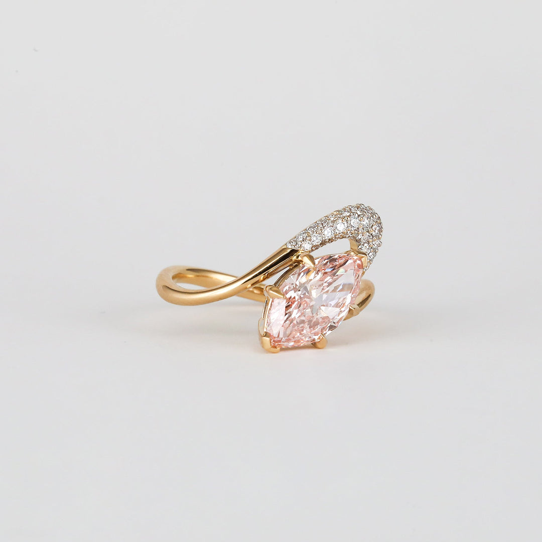 1.50CT - 2.50CT Pink Marquise Lab Grown Diamond Unique Engagement Ring - Doozy Diamonds