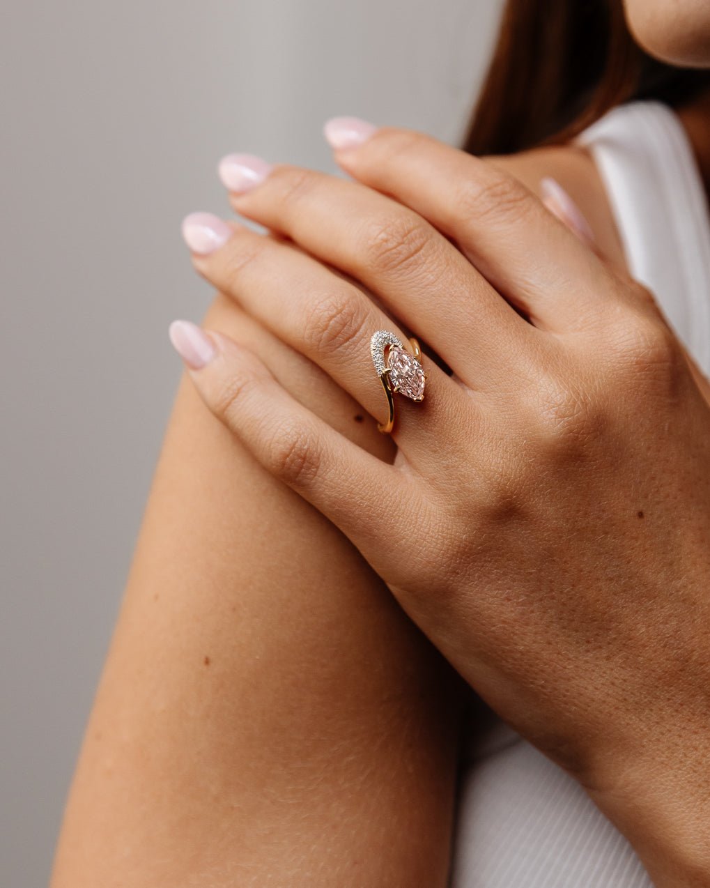 1.50CT - 2.50CT Pink Marquise Lab Grown Diamond Unique Engagement Ring - Doozy Diamonds