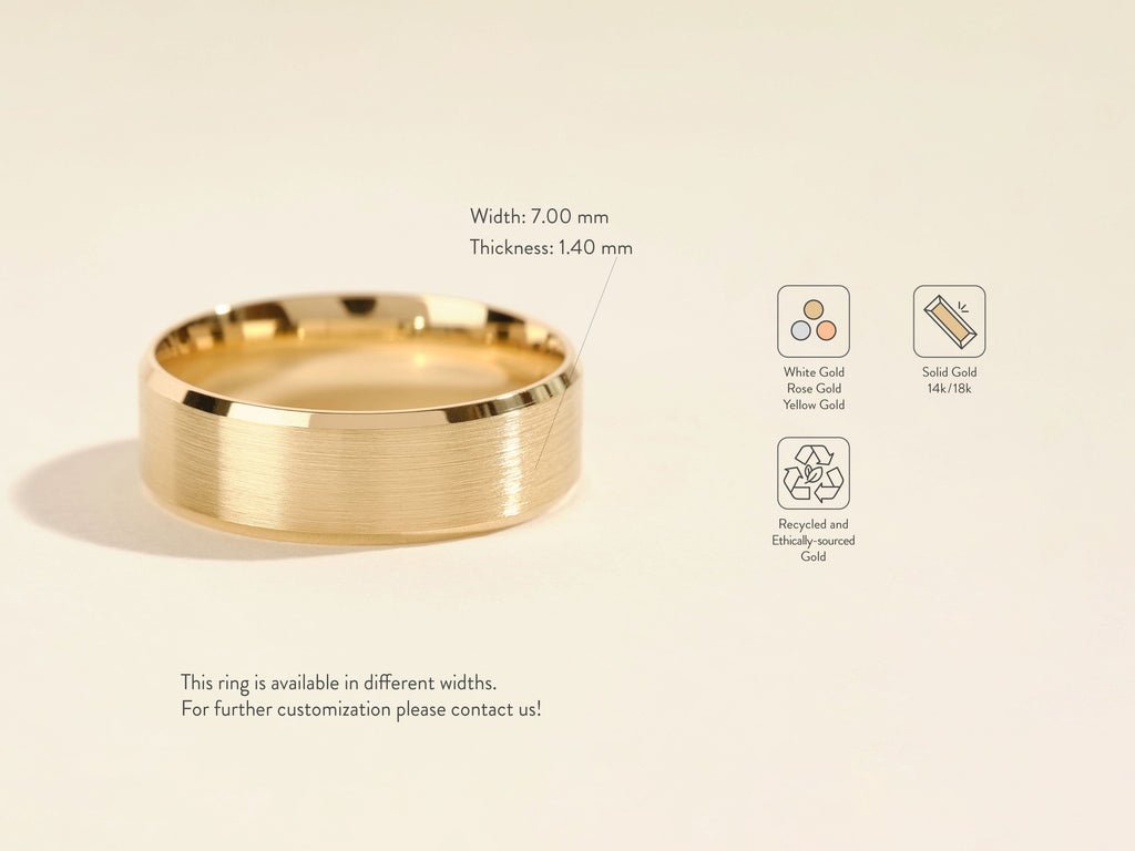 7mm Matte Brushed Beveled Edge Men's Wedding Band - Doozy Diamonds