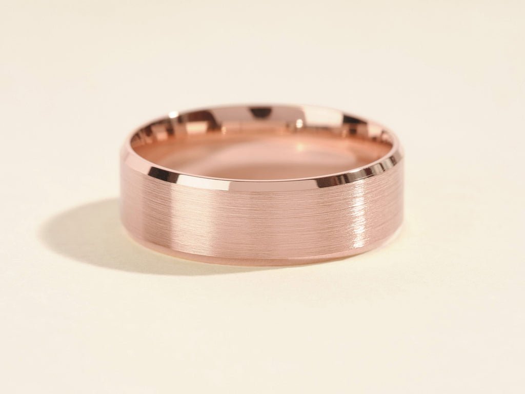 7.0mm Beveled Edge Men's Gold Wedding Band - Doozy Diamonds