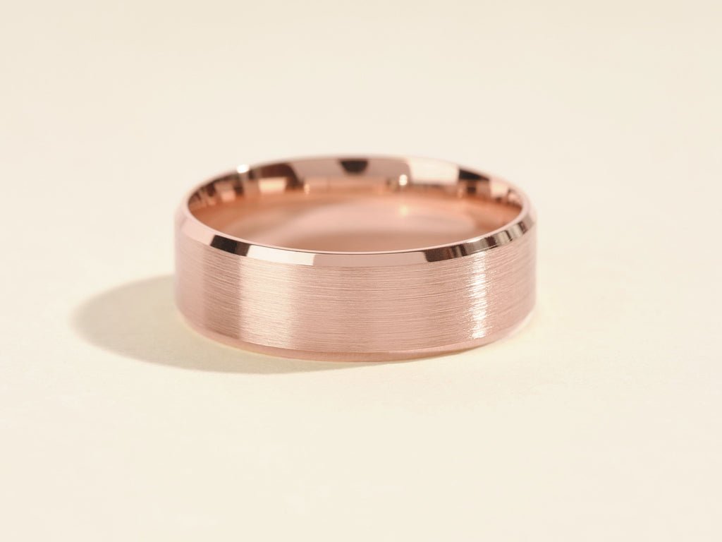 7mm Matte Brushed Beveled Edge Men's Wedding Band - Doozy Diamonds