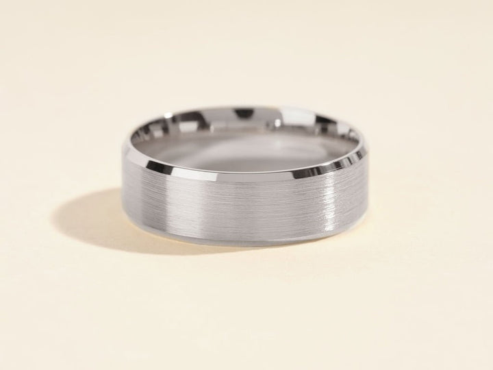 7mm Matte Brushed Beveled Edge Men's Wedding Band - Doozy Diamonds
