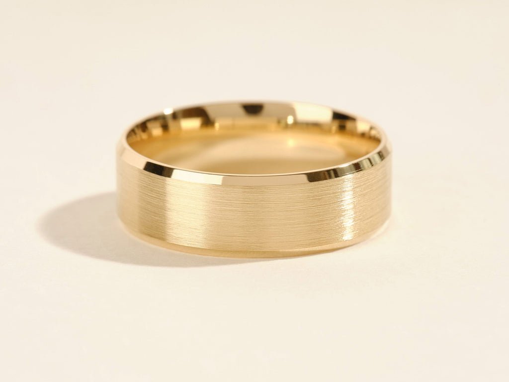 7.0mm Beveled Edge Men's Gold Wedding Band - Doozy Diamonds