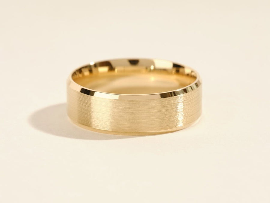 7mm Matte Brushed Beveled Edge Men's Wedding Band - Doozy Diamonds