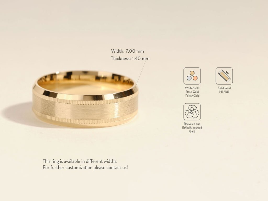 7.0mm Milgrain & Beveled Edge Wedding Band For Him - Doozy Diamonds
