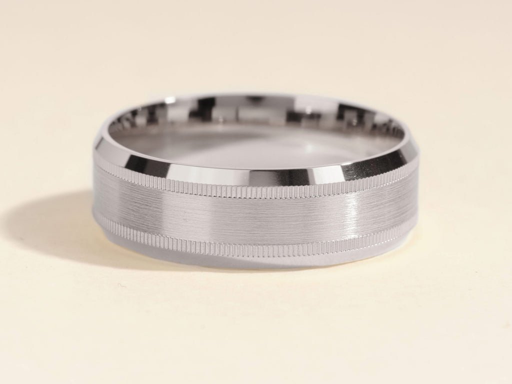 7.0mm Milgrain & Beveled Edge Wedding Band For Him - Doozy Diamonds