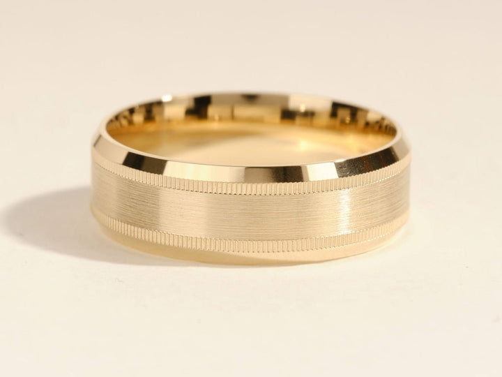 7.0mm Milgrain & Beveled Edge Wedding Band For Him - Doozy Diamonds