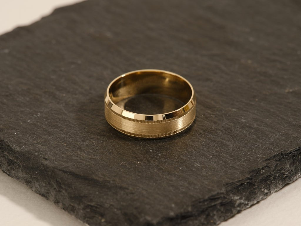 7.0mm Milgrain & Beveled Edge Wedding Band For Him - Doozy Diamonds