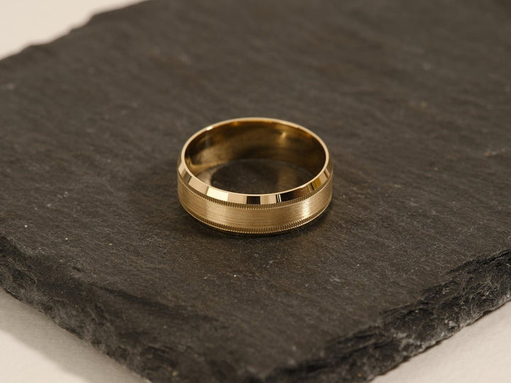 7.0mm Milgrain & Beveled Edge Wedding Band For Him - Doozy Diamonds