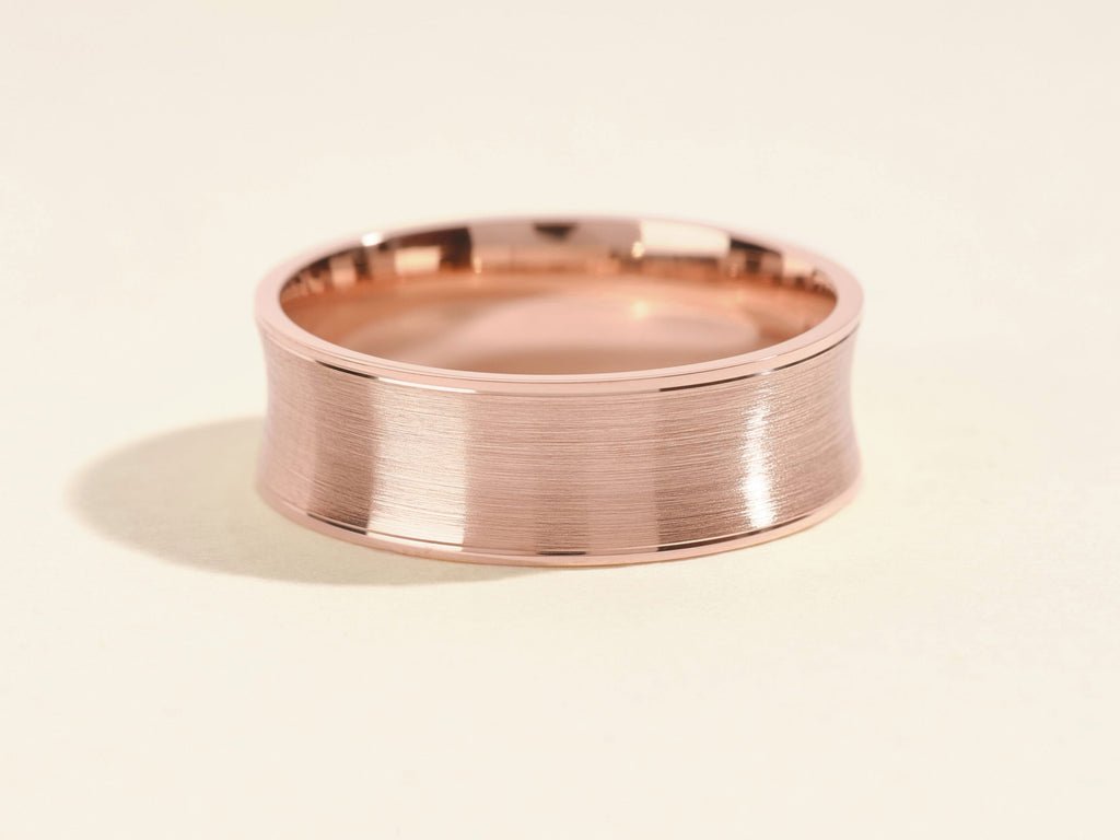 7.0mm Matte Brushed Concave Wedding Band Anniversary Gift For Him - Doozy Diamonds