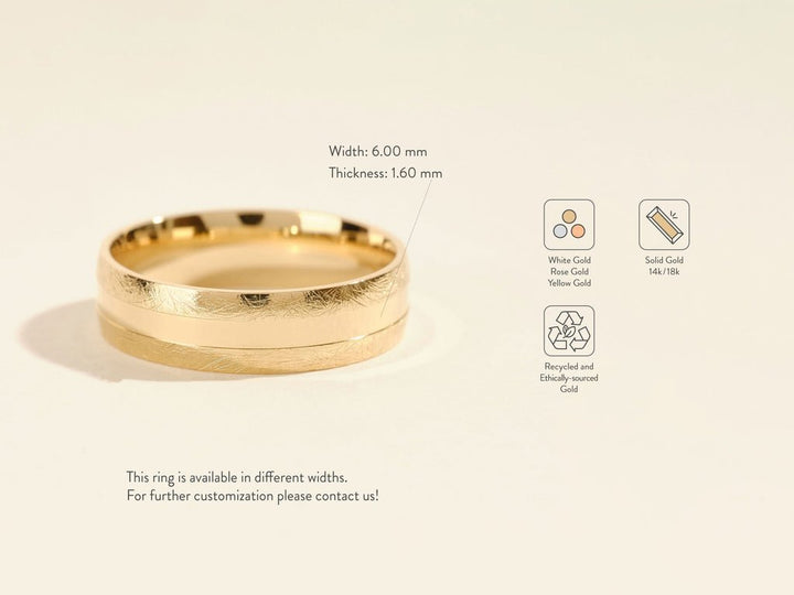 6.0mm Grooved Men's Wedding Band with Ice Matte Finish - Doozy Diamonds