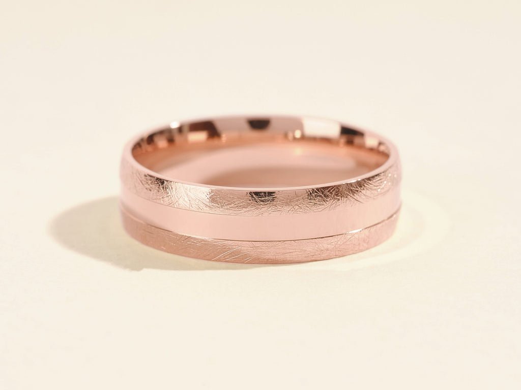 6.0mm Grooved Men's Wedding Band with Ice Matte Finish - Doozy Diamonds