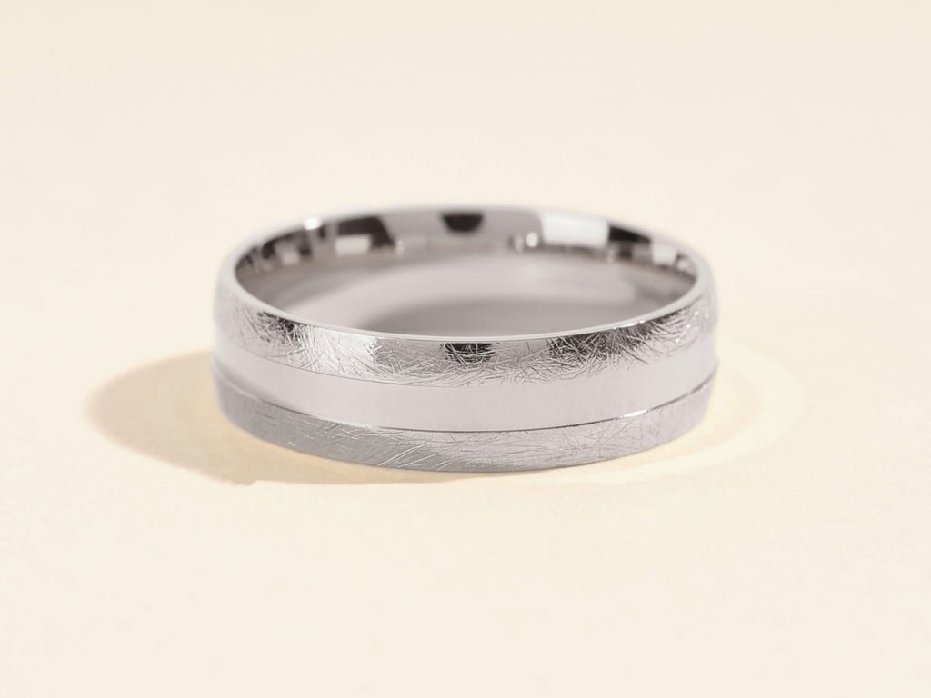 6.0mm Grooved Men's Wedding Band with Ice Matte Finish - Doozy Diamonds