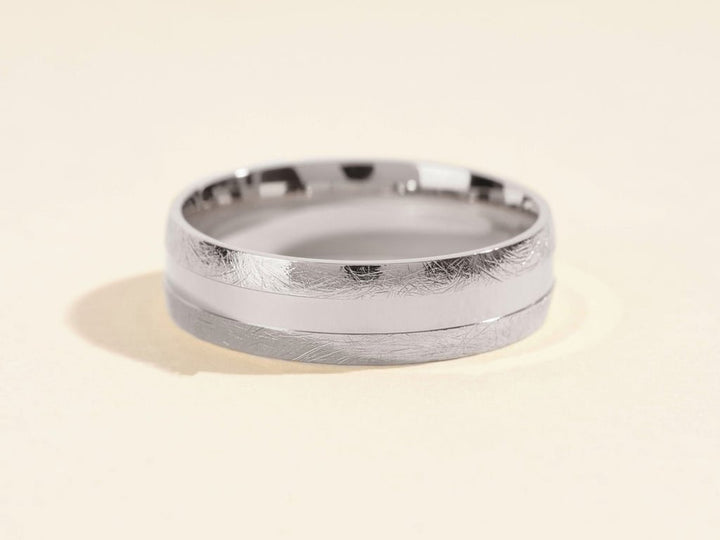 6.0mm Grooved Men's Wedding Band with Ice Matte Finish - Doozy Diamonds