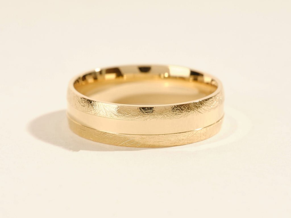 6.0mm Grooved Men's Wedding Band with Ice Matte Finish - Doozy Diamonds
