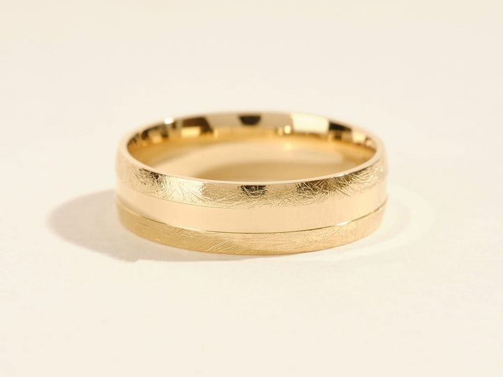 6.0mm Grooved Men's Wedding Band with Ice Matte Finish - Doozy Diamonds