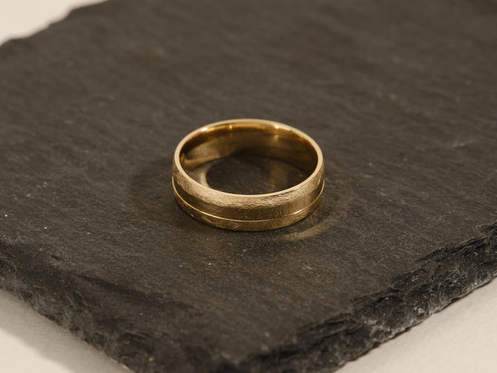 6.0mm Grooved Men's Wedding Band with Ice Matte Finish - Doozy Diamonds