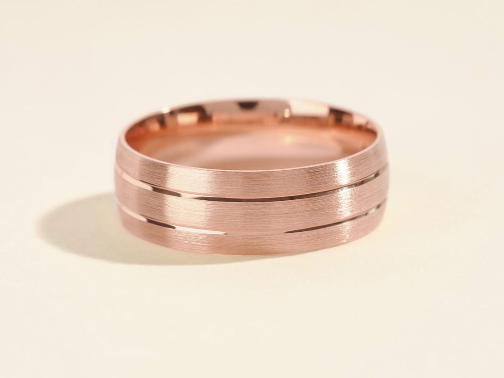 7.0mm Double - Grooved Men's Gold Wedding Band - Doozy Diamonds
