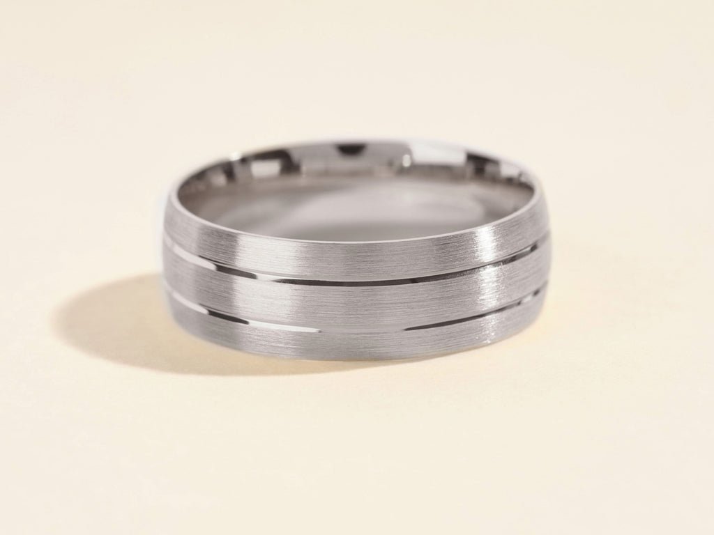 7.0mm Double - Grooved Men's Gold Wedding Band - Doozy Diamonds