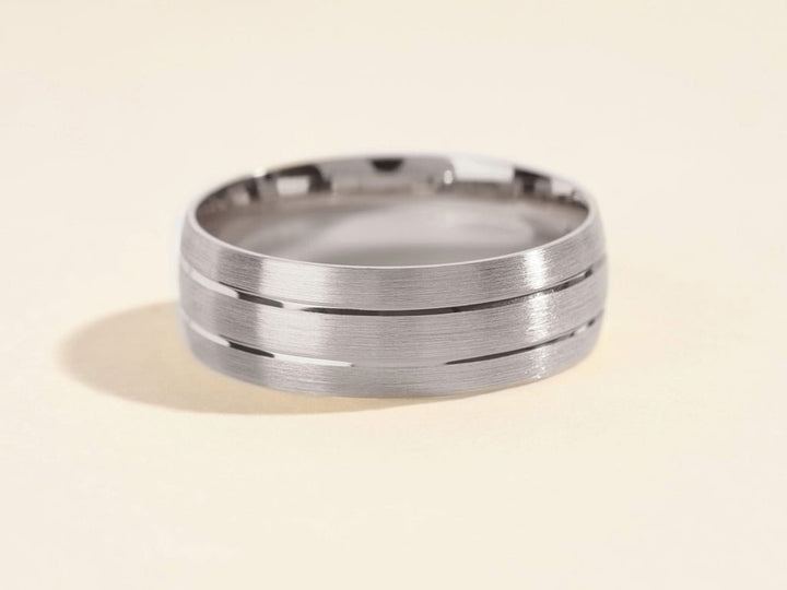7.0mm Double - Grooved Men's Gold Wedding Band - Doozy Diamonds