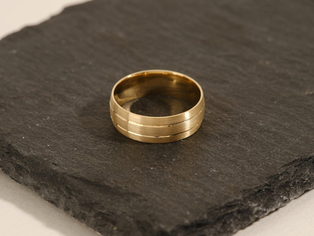 7.0mm Double - Grooved Men's Gold Wedding Band - Doozy Diamonds