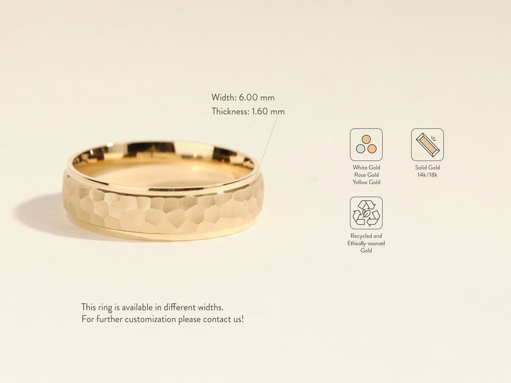 6.0mm Drop Beveled Hammered Men's Wedding Band - Doozy Diamonds