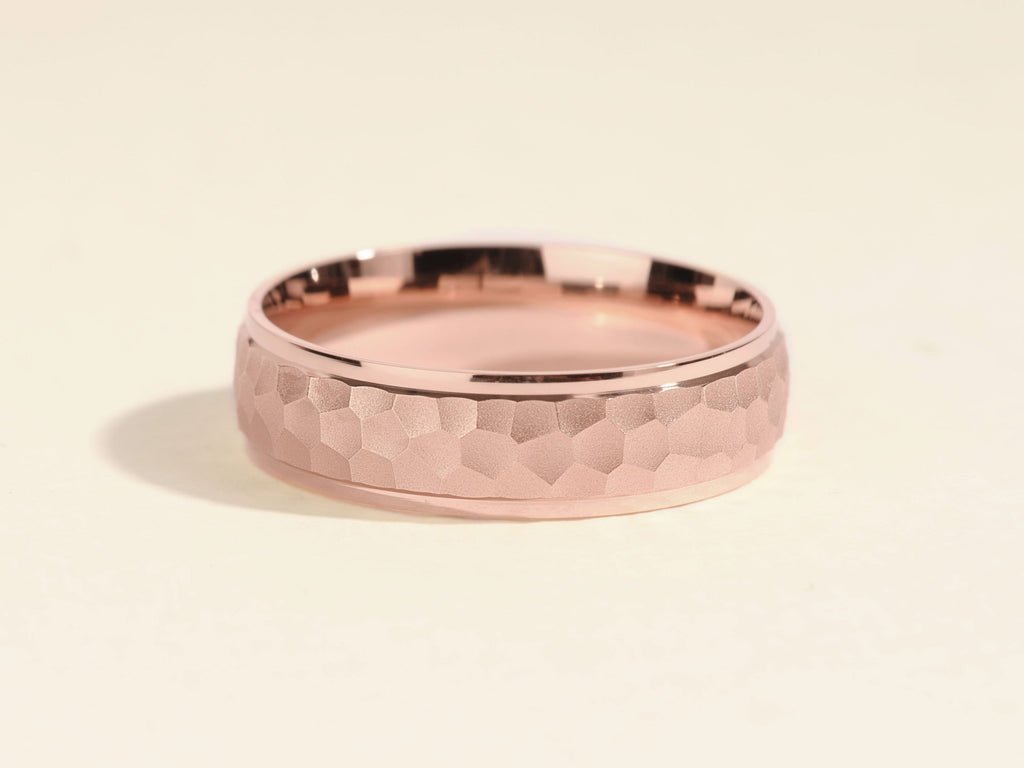 6.0mm Drop Beveled Hammered Men's Wedding Band - Doozy Diamonds