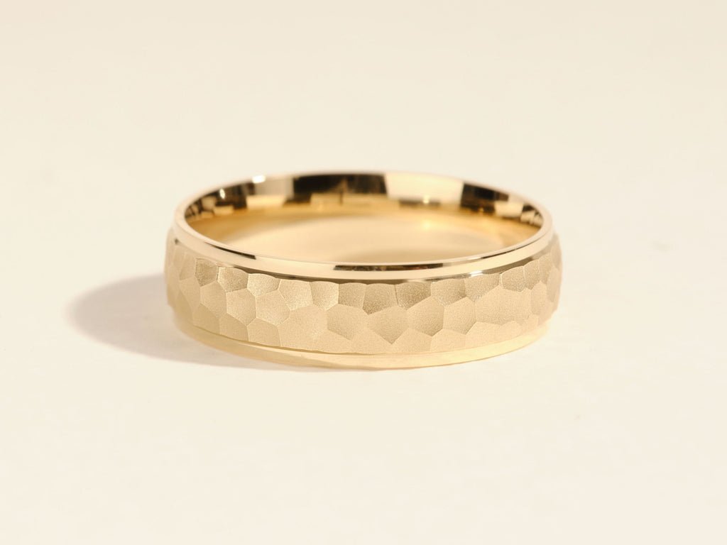 6.0mm Drop Beveled Hammered Men's Wedding Band - Doozy Diamonds